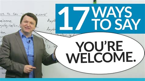 We offer five alternative questions below. 17 ways to say "YOU'RE WELCOME" in English - YouTube