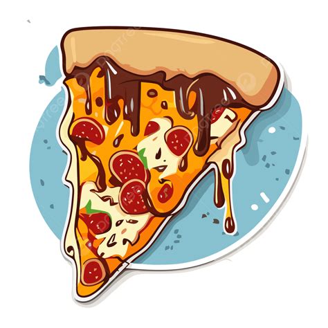 Slice Of Pizza On A Sticker Clipart Vector Sticker Design With Cartoon