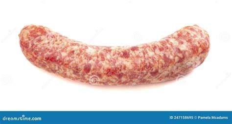 A Fresh Raw Pork Bratwurst Isolated On A White Background Stock Image
