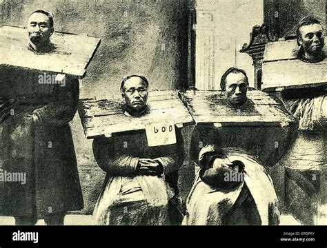 Prisoners Wearing The Cangue A Device Used For Corporal Punishment And