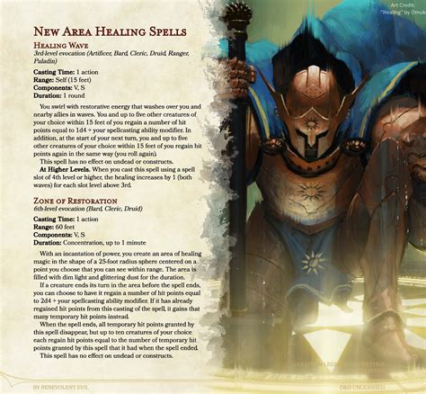 New Spells Area Healing Magic Dnd Unleashed A Homebrew Expansion