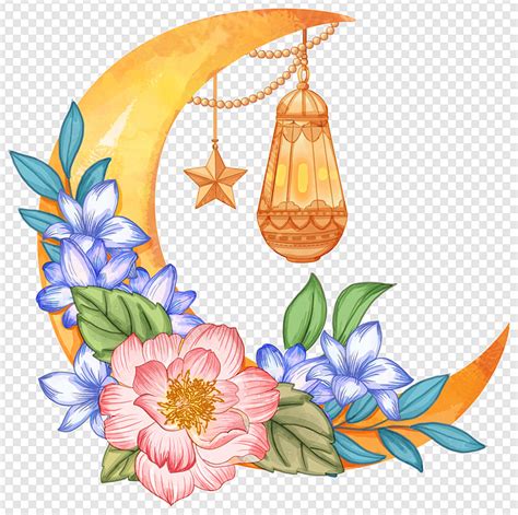 Gambar Ramadhan Bunga Ramadhan Lampu Lukisan Islam Cat Air Perayaan Png