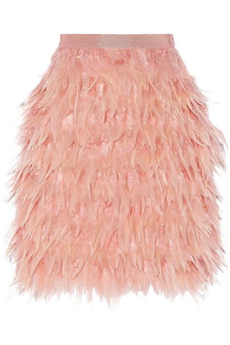 Dkny Feather And Silk Mini Skirt In Pink Lyst