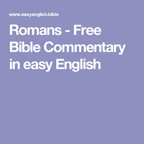 Romans Free Bible Commentary In Easy English Bible Commentary Free