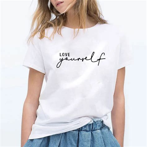 Enjoythespirit Women T Shirt Love Yourself Slogan Tshirt Womens Tee