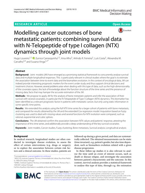PDF Modelling Cancer Outcomes Of Bone Metastatic Patients Combining