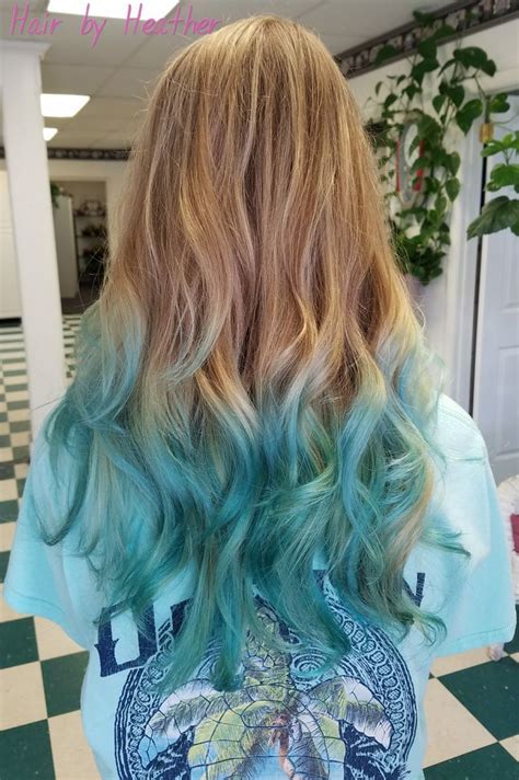 Teal Mermaid Hair Hair Dye Tips Colored Hair Tips Ombre Hair Blonde