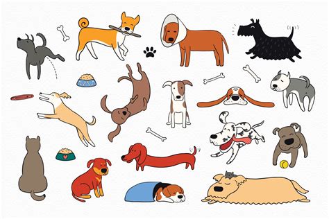 Cute Dog Doodles Vector Graphics Cartoon Artist Animal Posters