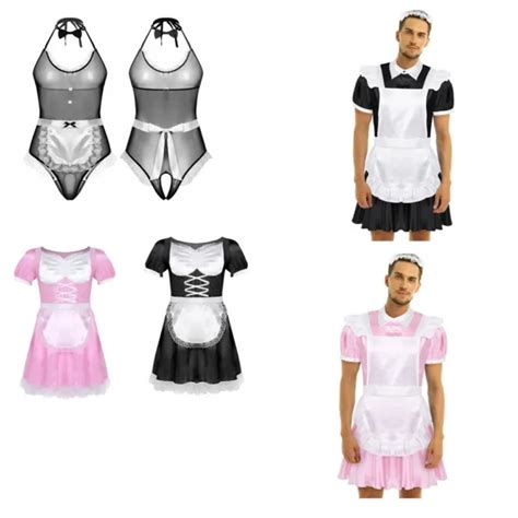 2color sexy sissy men s french maid uniform dress cosplay costume fancy dress us 12 41 picclick