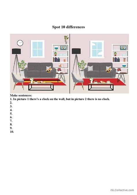 Spot The Differences In The Room English Esl Worksheets Pdf And Doc