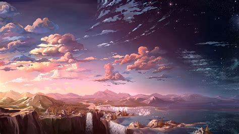 1920x1080 Anime Landscape Waterfall Cloud 5k Laptop Full