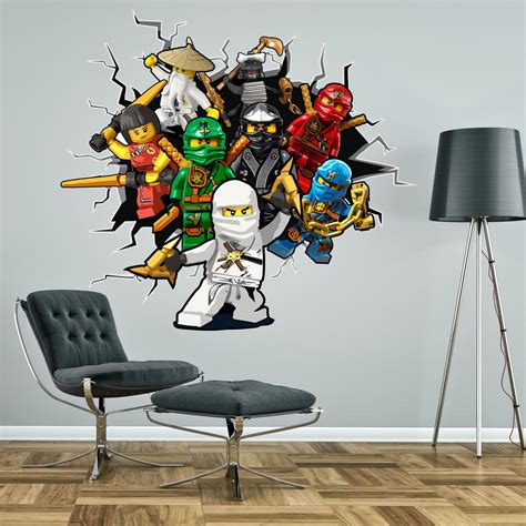 Lego Ninjago Breaking Through Wall Sticker 3d Effect Decal Childrens