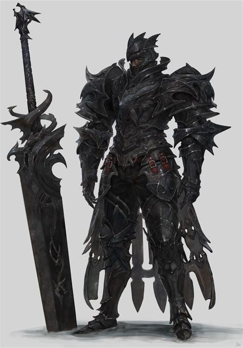 Anime Black Knight Armor Concept Art Characters Fantasy Concept Art