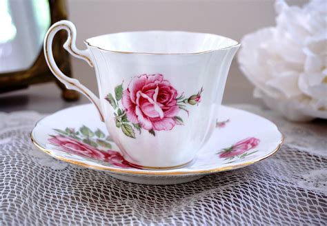 Adderley Tea Cup And Saucer Pink Rose Teacup Floral Tea Set Etsy