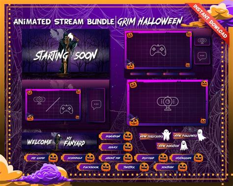 Animated Twitch Halloween Stream Overlays Grim Halloween Dark Game