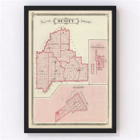 Vintage Map Of Scott County Indiana 1876 By Teds Vintage Art