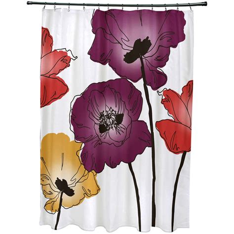 Simply Daisy 71 X 74 Poppies Floral Print Shower Curtain