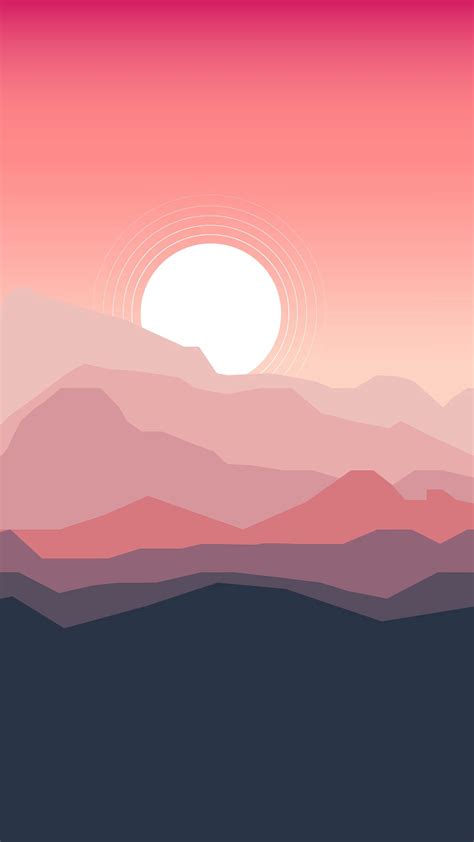 Download Mobile Wallpaper Mountains Vector Sunset Art Landscape