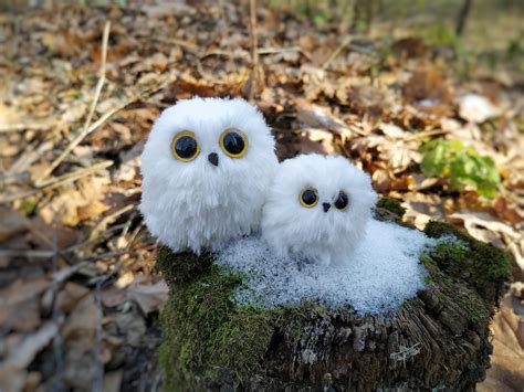 Plush Snowy Owl Cute Easter Owls Owl Stuffed Animal T Etsy