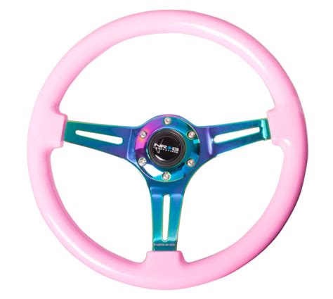 Nrg 350mm 3 Neochrome Spoke Pink Wood Steering Wheel St 015mc Pk