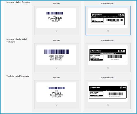 Inventory Labels Template
