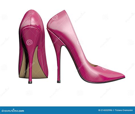 Female High Heels Shoes Pink Color Stiletto 3d Illustration Glamour Stock Illustration