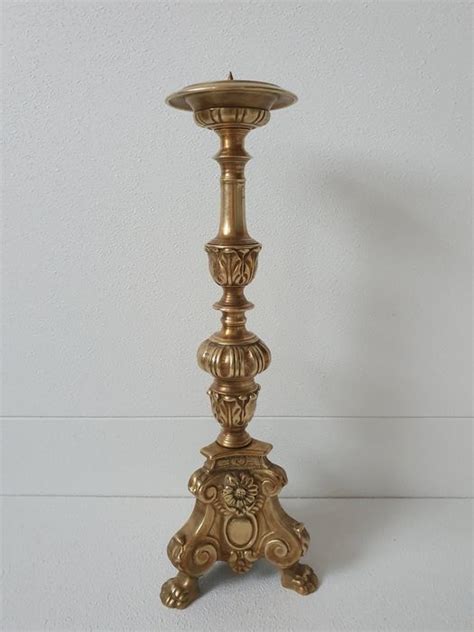 Altar Candlestick Bronze Giltsilveredpatinatedcold Catawiki