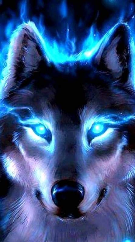 Neon Blue Wolf Wolf Spirit Animal Mythical Creatures Art Wolf Eyes
