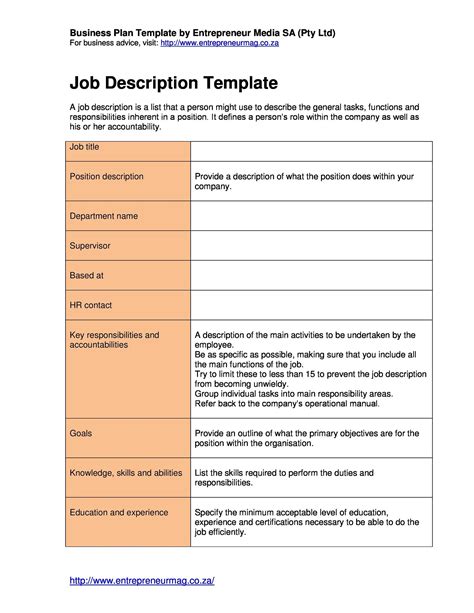47 Job Description Templates And Examples Templatelab