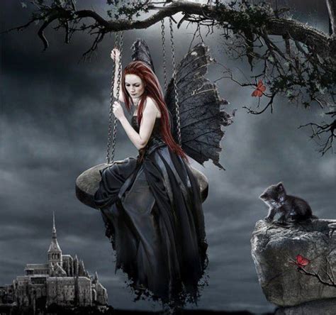 Dark Fairy And Kitten Dark Gothic Art Gothic Fairy Dark Fantasy Art