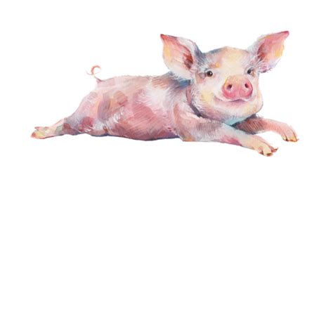 Cute Watercolor Pig Sticker By Saigon 199x White 3x3 Animal