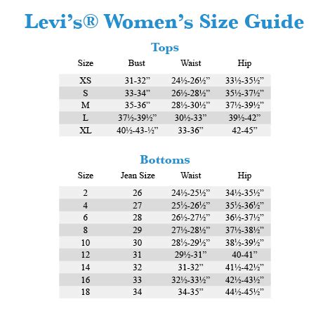 Levi S Size Chart Jeans