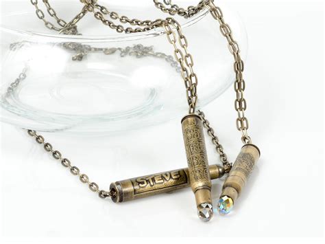 Recycling bullet casings into jewelry. DIY Etched Bullet Necklaces - Rings and Things