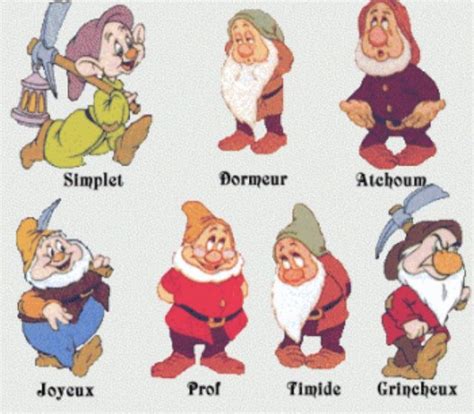 The Names Of The Seven Dwarves In French Disney Princess Snow White