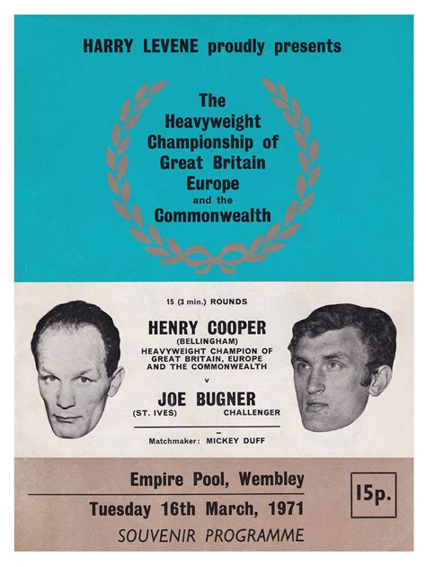 Poster Henry Cooper Vs Joe Bugner 1971