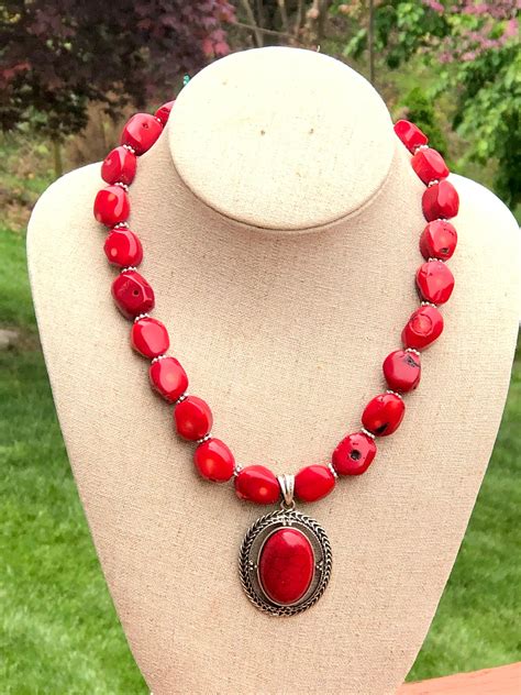 Aj Chunky Coral Statement Necklace Perfect For A Gift Etsy Canada