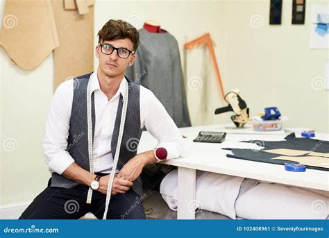 Modern Fashion Designer In Workshop Stock Image Image Of Clothing
