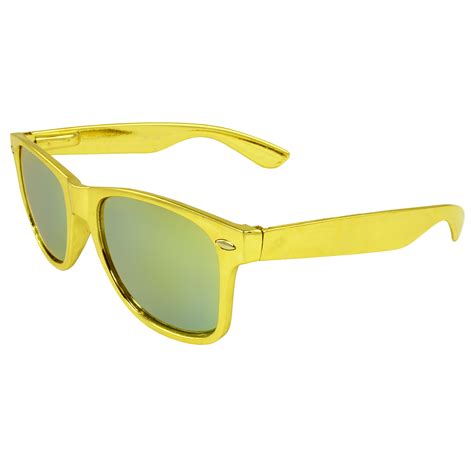 Stylish Retro Horn Rimmed Sunglasses Gold Frame Gold Lenses