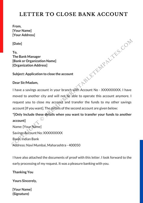 Bank Account Closing Letter Printable Template In Pdf And Word Pack Of 3