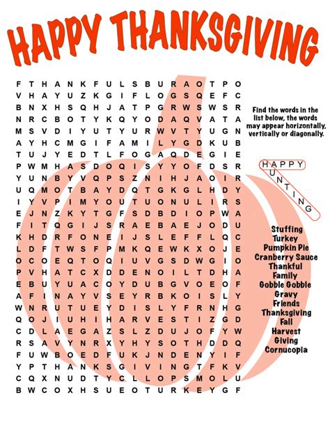 Thanksgiving Printable Word Search Web This Printable Thanksgiving Word