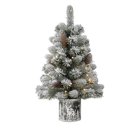 Puleo Pre Lit 2 Flocked Table Top Artificial C Hristmas Tree