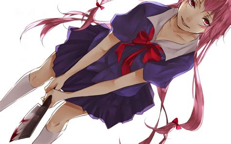 Wallpaper Illustration Anime Dress Cartoon Mirai Nikki Gasai Yuno Knife Art Girl