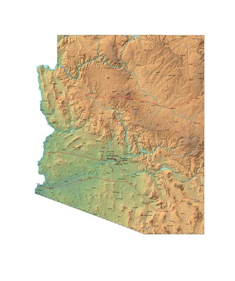 Arizona Terrain Map In Fit Together Style With Terrain Az Usa 852109