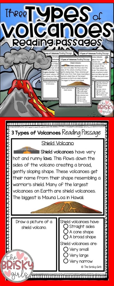 3 Types Of Volcanoes Reading Passages Volcano Activities Lesson