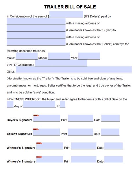 Free Fillable Texas Trailer Bill Of Sale Form Pdf Templates Free