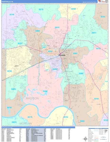 Huntsville Alabama Zip Code Maps Color Cast