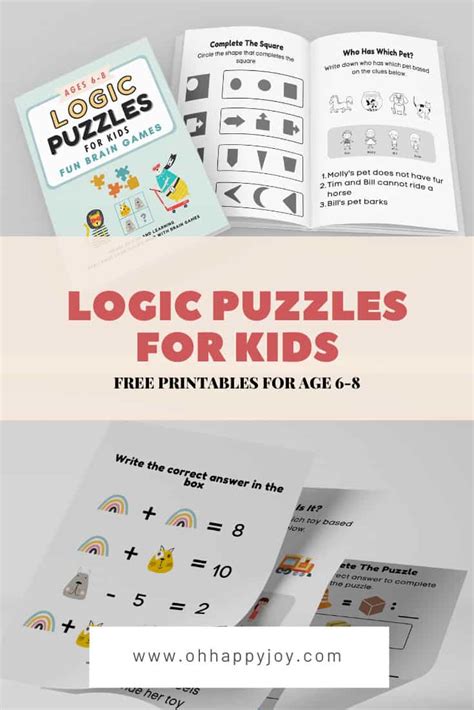 Logic Puzzles For Kids Age 6 8 To Challenge Their Mind Oh Happy Joy