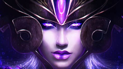 sfondi illustrazione arte digitale anime league of legends viola syndra oscurità