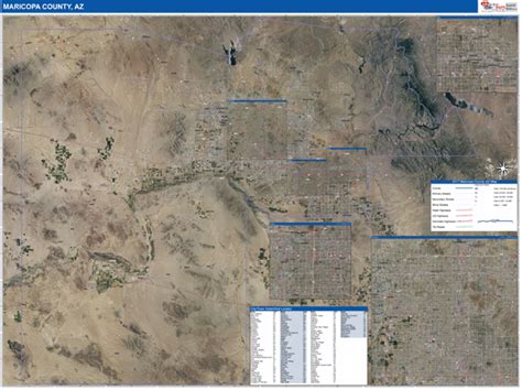Maricopa County Az Wall Map Satellite Basic Style By Marketmaps Mapsales