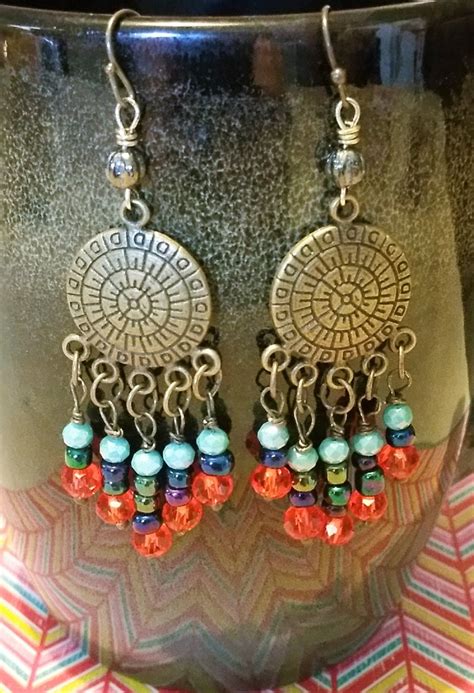 Chandelier Earrings Aztec Earrings Ethnic Tribal Southwestern